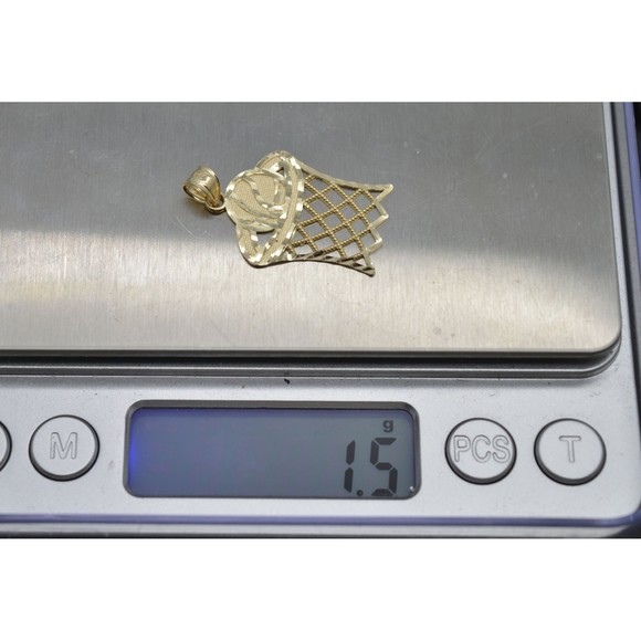 Real 10k Solid Yellow Gold Basket Ball Sports Charm Pendant 1.5 gr 31.1 mm - Picture 6 of 7